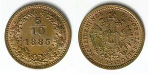 AUSTRIA 5/10 Kreuzer 1885 - Copper - aUNC - 4249