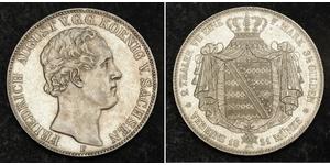  
 
    1851, Saxony, Frederick Augustus II. Silver 2 Thaler (3½ Gulden) Coin. 37gm!  Mint Year: 1851 Mint Place: Dresden Reference: KM-1149. Mintage: 246,000 pcs. Denomination: 2 Thaler  (3½ Gul ...