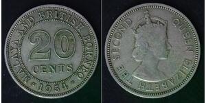 MALAYA AND BRITISH BORNEO 20 Cents 1954 - Copper/Nickel - VF - 4621
