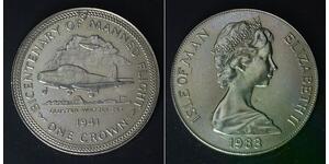 ISLE OF MAN 1 Crown 1983 - Copper/Nickel - Manned Flight - XF/aUNC - 2021