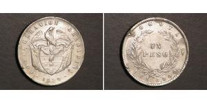   COLOMBIA-GRANADINE CONFEDERATION 1859 1 Peso Silver Crown VF