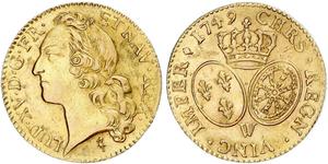 Frankreich. Ludwig XV. 1715-1774. Louis d'or au bandeau 1749 W, Lille. Friedberg 464, Gadoury 341. GOLD. Fast vorzüglich