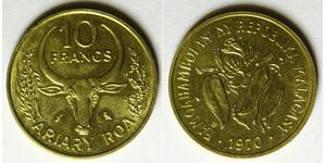 MALAGASY REPUBLIC 10 Francs 1970 - Aluminum/Bronze - F.A.O. - aUNC - 2238