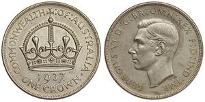 Australia - 1 Crown 1937 - George VI - Commonwealth of Australia Crown, Silver