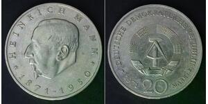 GERMANY (DDR) 20 Mark 1971 - Copper/Nickel - Heinrich Mann - VF/XF - 541