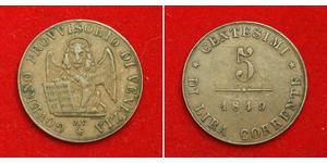 
 
  
 1849, Venice (Provisional Government). Nice Copper 5 Centesimi Coin. VF+ 
  
 Condition: VF+ Mint Year: 1849 Reference: KM-183. Mint place: Venice (V)  Denomination: 5 Centesimi Material: ...