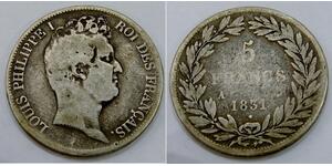 France - 1831 A - Silver 5 Francs - KM# 735.1