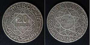 MOROCCO 20 Francs AH 1352 (a) - Silver 0.680 - Mohammed V. - VF - 1616