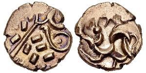 Corieltauvi AV Stater, c. 50 BC - 30 AD Britannia, Corieltauvi. AV Stater (19-20 mm, 5.62 g), c. 50 BC - 30 AD. Obv. Stylized head of Apollo right. Rv. Stylized horse left, star below, pellets ar ...