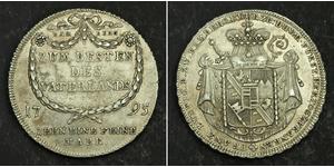 
 
  
 1795, Bamberg, Franz Ludwig. Large Silver "Contribution" Thaler Coin. XF! Struck from silver, donated by the Prince-Bishop. Rare! 
   
  Mint Year: 1795 Mint Place: Bamberg Refe ...