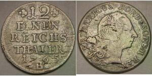 PRUSSIA 1/12 Thaler 1765 B - Silver 0.437 - Friedrich II. - VF/XF - 2595 *