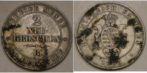 SAXONY (German Kingdom) 2 Groschen 1865 B - Billon / Silver 0.3 - VF/XF - 4085 *