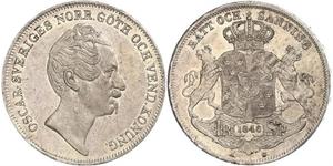Schweden, Oskar I.Riksdaler 1846. Davenport 354. Winzige Kratzer, fast vorzüglich