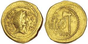 1 Solidus Римская республика (509BC-27BC) Золото Юлий Цезарь (100BC- 44 BC)
