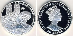 50 Penny Îles Malouines Argent Elizabeth II (1926-2022)