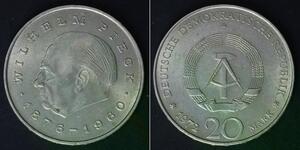 GERMANY (DDR) 20 Mark 1972 A - Copper/Nickel - Wilhelm Pieck - VF/XF - 550