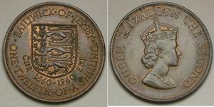 JERSEY 1/12 Shilling 1960 - Bronze - Accession of Charles II. - aUNC - 2011 *