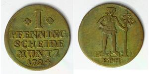 BRUNSWICK WOLFENBUTTEL 1 Pfennig 1724 EPH - Copper - August Wilhelm - 1222