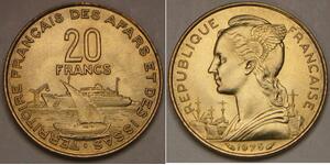 AFARS & ISSAS 20 Francs 1975 - Aluminium-Bronze - UNC - 2725 *