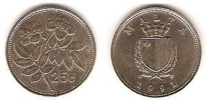 25 Cent Malta (1964 - ) Kupfer/Nickel 