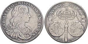 ITALIA Napoli / Sicilia Carlo II. Di Spagna, 1665-1700. Ducato 1684. 27.55 g. MIR 292. Dav. 4045. QBB-BB.