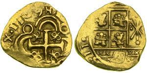 2 Ескудо New Kingdom of Granada (1549 - 1739) Золото Філіп V король Іспанії  (1683-1746)