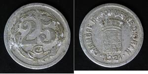ALGERIA (Oran) 25 Centimes 1921 - Aluminum - Chamber of Commerce - VF - 1618