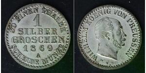 PRUSSIA 1 Groschen 1869 A - Silver 0.222 - Wilhelm I. - XF - 469
