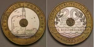 FRANCE 20 Francs 1993 - Tri Metallic - Mediterranean Games - aUNC - 166 *