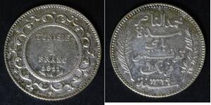 TUNISIA 1 Franc AH1329/AD1911 A - Silver 0.835 - XF - 3856