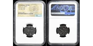 BYZANTINE. Justin II, with Sophia, 565-578.  Half Follis, NGC Certified