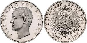 3 Mark Royaume de Bavière (1806 - 1918) Argent Othon Ier de Bavière(1848 – 1916)