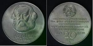 GERMANY (DDR) 20 Mark 1983 A - Copper/Nickel - Karl Marx - XF/aUNC - 544