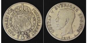SWEDEN 1 Krona 1.9.1.3 W - Silver 0.800 - Gustav V. - 2649