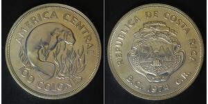 COSTA RICA 100 Colones 1974 - Silver 0.500 - Conservation - aUNC - 4209
