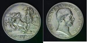 ITALY 1 Lira 1917 R - Silver 0.835 - Vittorio Emanuele III. - XF- - 3768