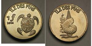 ISLE OF PINES (New Caledonia / France) 1 Franc 2014 - Brass - aUNC - 3453 *