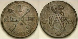 SWEDEN 1 Skilling 1802 - Copper - Gustav IV. Adolf - VF/XF - 2858 *