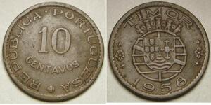 TIMOR 10 Centavos 1958 - Bronze - VF+ - 2898 *