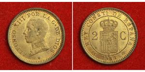 2 Centimo Kingdom of Spain (1874 - 1931) Bronze/Kupfer Alfonso XIII of Spain (1886 - 1941)