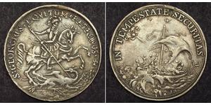  
 1690s-1750s, Kingdom of Hungary. Large Silver St. George Show Thaler Coin. XF-  Mint Place: Kremnitz Mint Period: 1690s-1750s Reference: Huszar 12. var. R!   Denomination: St. George  Show Tha ...