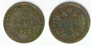 LOMBARDY VENETIA (Italian State) 5/10 Soldo 1862 A - Copper - VF - 625