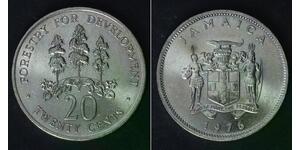 JAMAICA 20 Cents 1976 - Copper/Nickel - F.A.O. - Elizabeth II. - aUNC - 4499