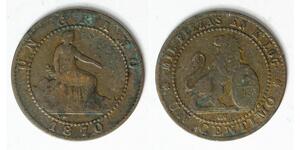 SPAIN 1 Centimo 1870 OM - Copper - Provisional Government - 4421