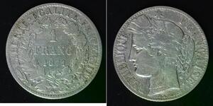 FRANCE 1 Franc 1871 A - Silver 0.835 - 4349