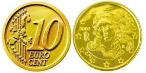 10 Eurocent Italia Tin/Aluminio/Cobre/Zinc 