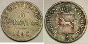 HANNOVER (Germany) 6 Pfennig 1843 S - Billon 0.22 - Ernst August - VF+ - 878 *