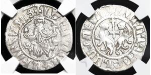 CRUSADERS, Cilician Armenia. Levon I. 1198-1219. Silver Tram. NGC AU Details