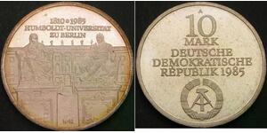 GERMANY (East) 10 Mark 1985 - Silver .500 - Humboldt Universitt - aUNC - 3262 