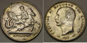 GREECE 1 Drachma 1911 (a) - Silver 0.835 - George I. - XF- - 3014 *